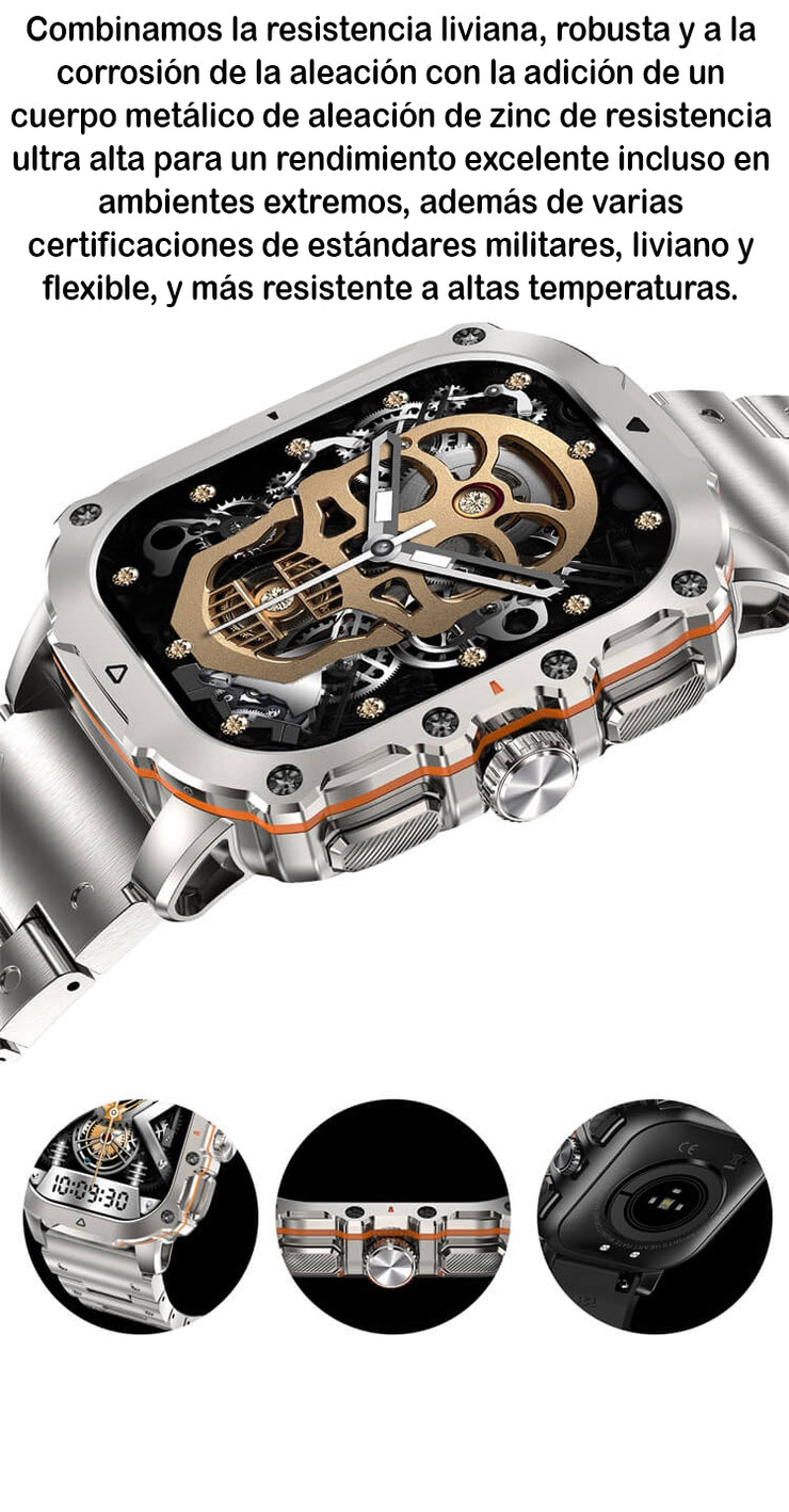 SmartWatch AK72 Plateado Hombre / IP68 Amoled BT5.1 Reloj Inteligente