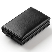 Billetera de Cuero con Deslizador de Tarjetas Pop Up - Levurett LV203 Negro