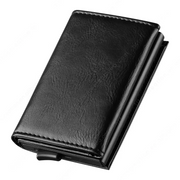Billetera de Cuero con Deslizador de Tarjetas Pop Up - Levurett LV203 Negro