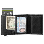 Billetera de Cuero con Deslizador de Tarjetas Pop Up - Levurett LV203 Negro