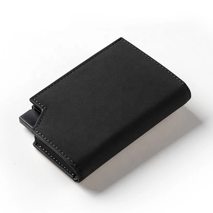 Billetera con Tarjetero de Cuero Nobuk para Hombre - Levurett LV503 Negro