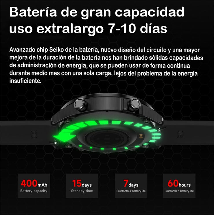 SmartWatch CT11 Plateado Hombre / IP67 Amoled BT5.3 Reloj Inteligente