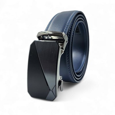 Cinturon de cuero para hombre color azul - hebilla ajustable marca Levurett