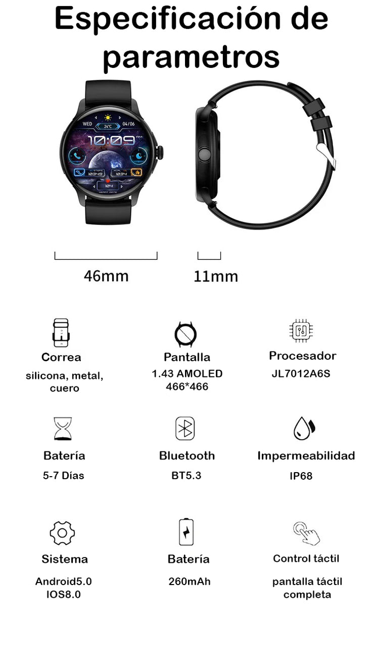 SmartWatch VS15 Pro Gris Unisex / IP68 Amoled BT5.3 Reloj Inteligente