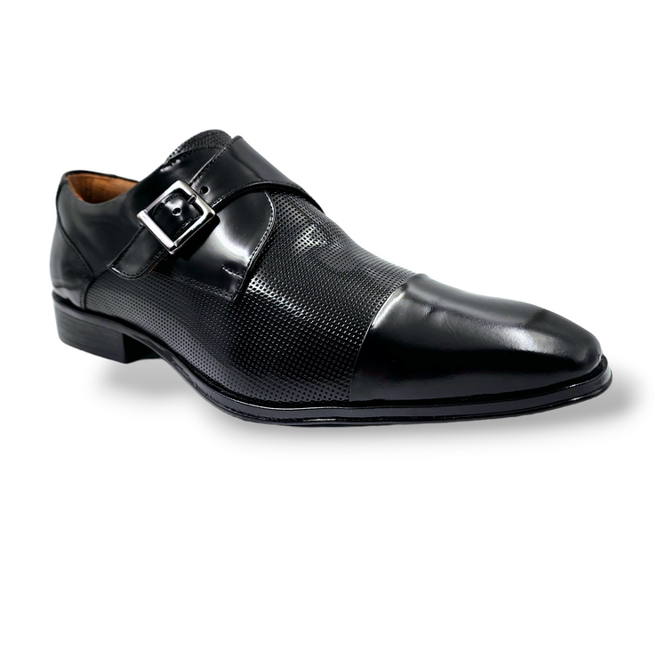 Zapato Formal Monkstrap Negro Cuero Box / 32007N