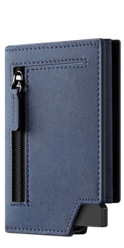 Billetera con Tarjetero de Cuero Nobuk para Hombre - Levurett LV503 Azul