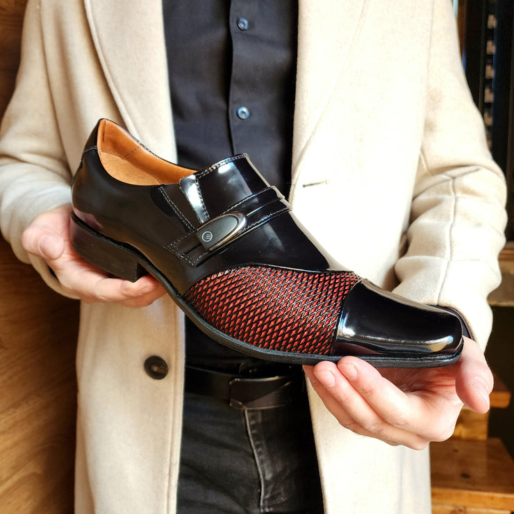 Zapato Charol Hombre Levurett - 0701 Negro Vermelho