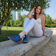 Zapato de cuero azul para Mujer