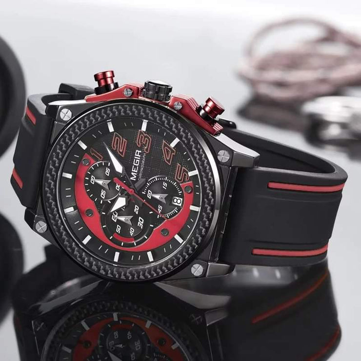 Reloj MEGIR 2051 Silicon Black Red Levurett